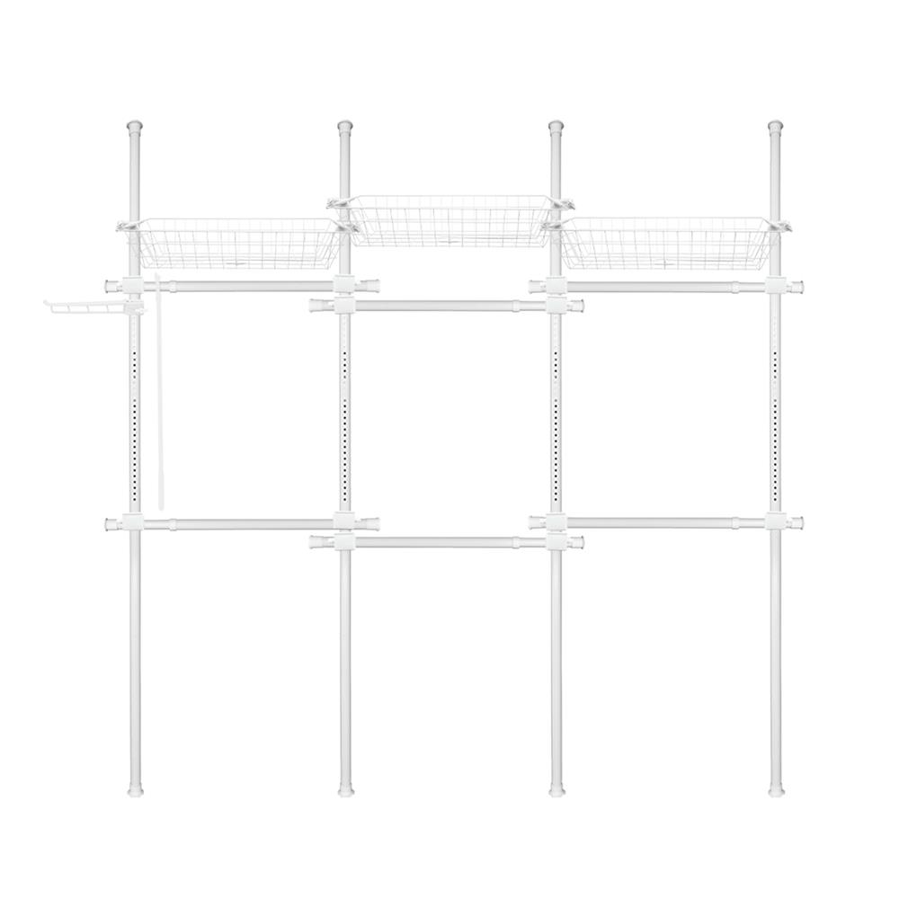 ราวแขวนผ้า 6 ราวแขวน 3 ตะกร้า TUGU R24PW สีขาว