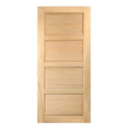 ประตูไม้สยาแดง VK 141 4 ฟัก ขอบ 5 นิ้ว 90X200 ซม. สีธรรมชาติ ไม่เจาะลูกบิด