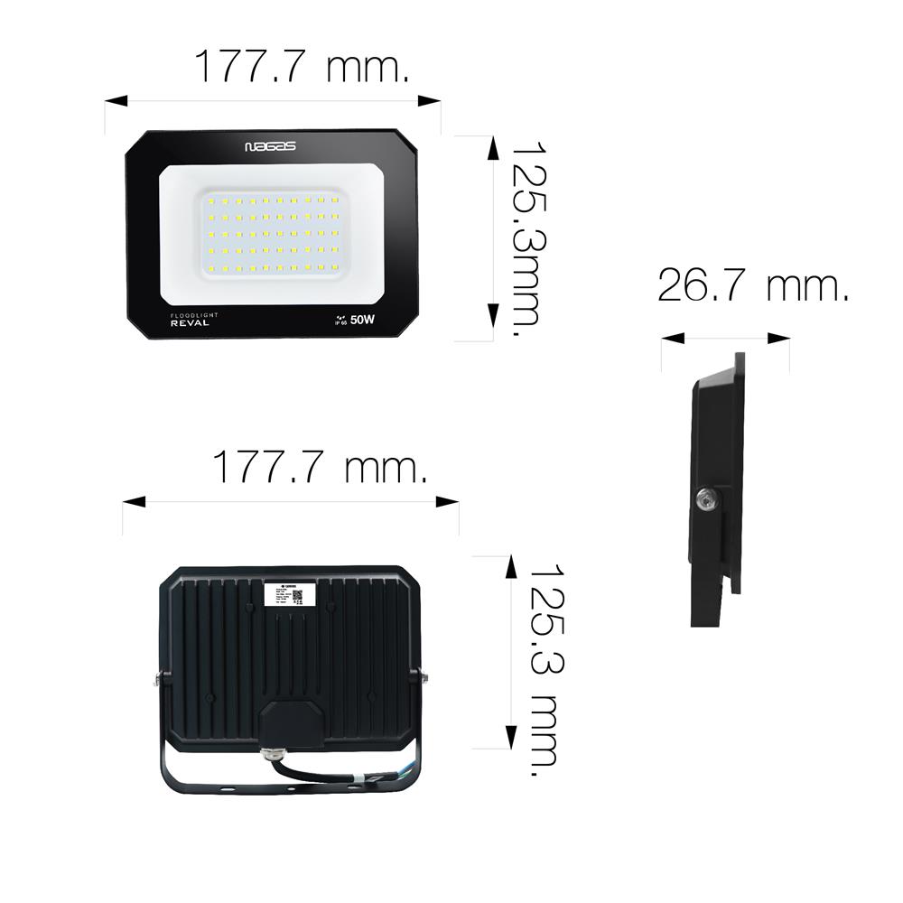 สปอตไลท์ภายนอก LED NAGAS REVAL 50 วัตต์ DAYLIGHT สีดำ