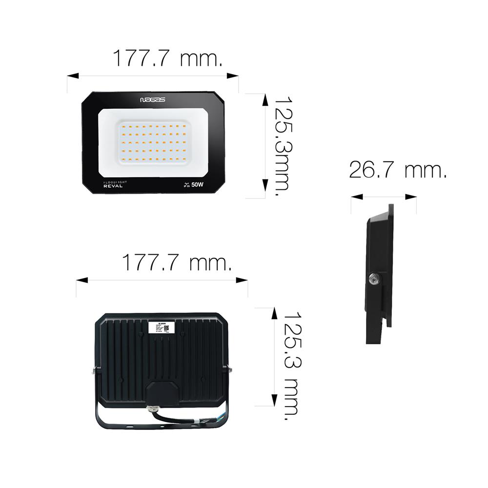 สปอตไลท์ภายนอก LED NAGAS REVAL 50 วัตต์ WARM WHITE สีดำ