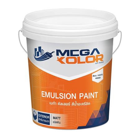 สีน้ำทาภายนอก MEGA KOLOR สีขาว ด้าน 17.5 ลิตร_0