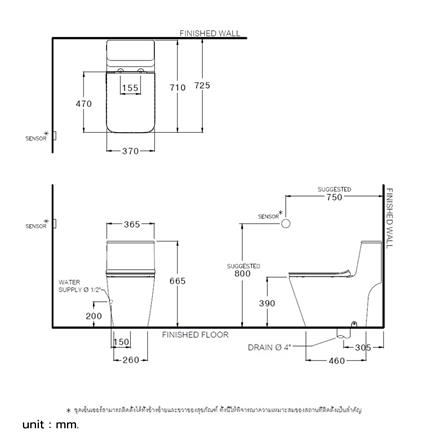 สุขภัณฑ์ 1 ชิ้น COTTO TOUCHLESS C103257 4.5 ลิตร สีขาว_2