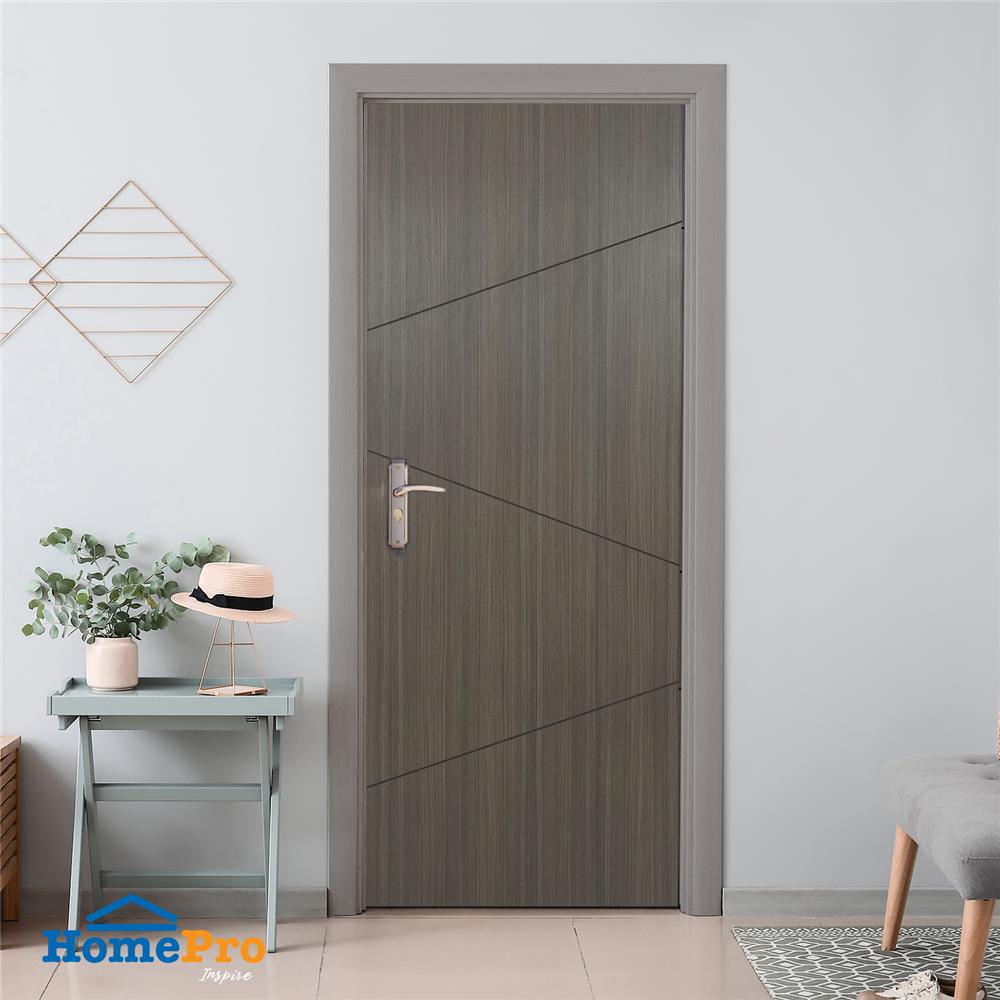 ประตูภายในเมลามีน AZLE ATLANTA 80X200 ซม. สีเทา ไม่เจาะลูกบิด
