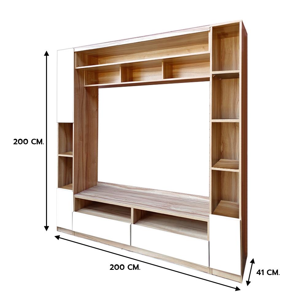 ชุดตู้วางทีวี BURO FUSIO TVSC200 200 ซม. สีอโรม่าโอ๊ค/ขาว