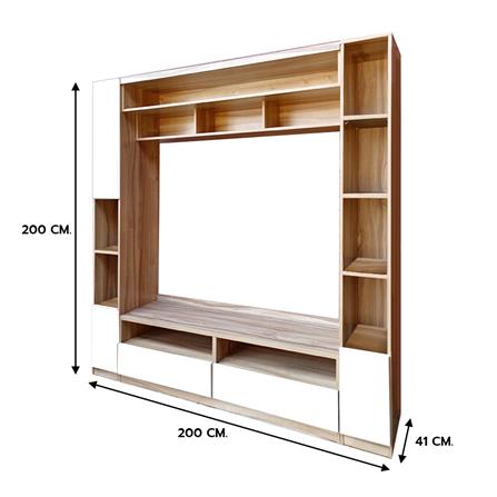 ชุดตู้วางทีวี BURO FUSIO TVSC200 200 ซม. สีอโรม่าโอ๊ค/ขาว_3