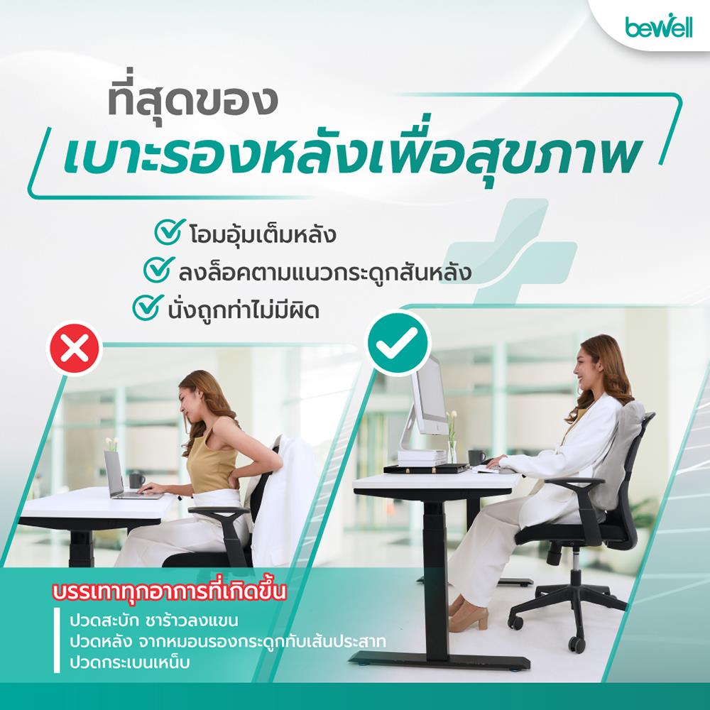 เบาะรองหลัง BEWELL EC-03 สีเทา