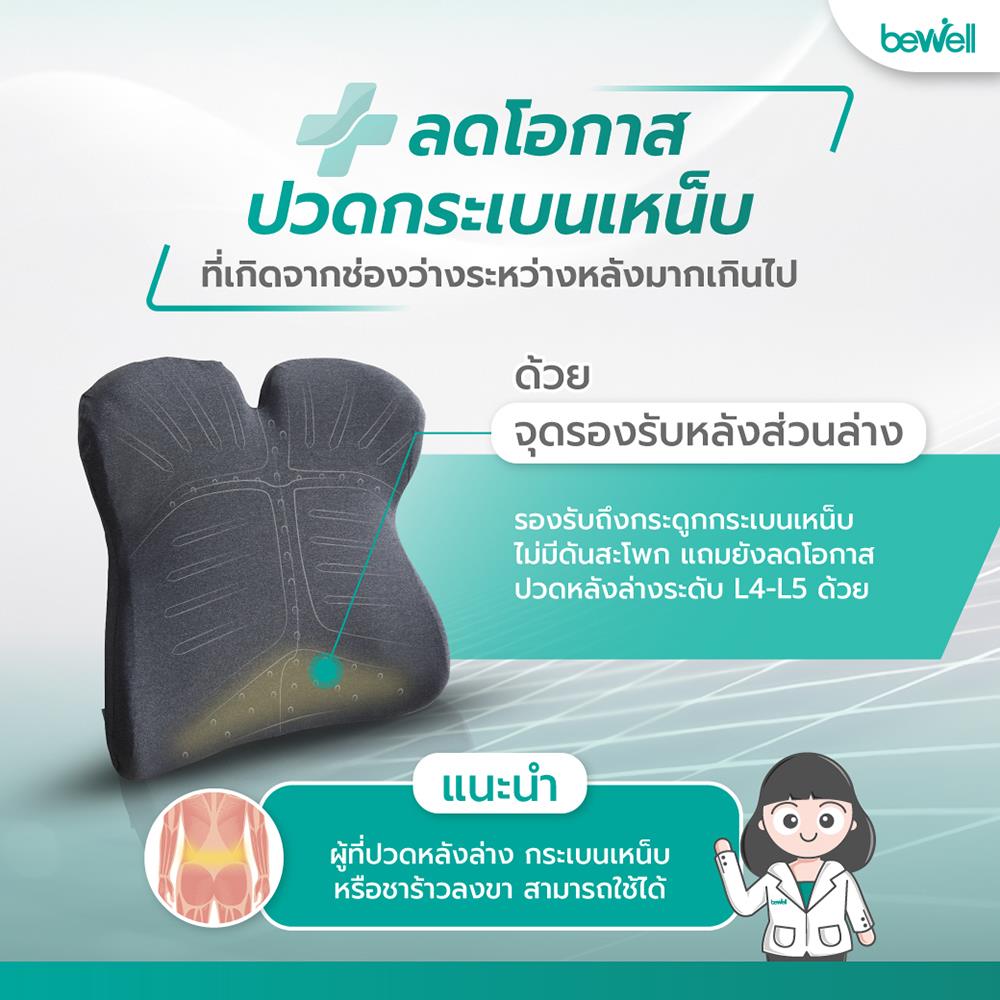 เบาะรองหลัง BEWELL EC-03 สีเทา