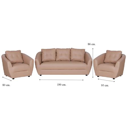 ชุดโซฟา 5 ที่นั่ง AS FURNITURE ROOF LCRD01 PVC สีครีม_7