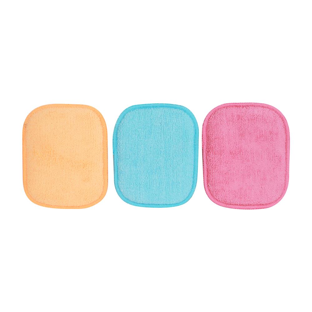 ฟองน้ำใยผ้าล้างจาน ACCO 11X14X1.5 ซม. แพ็ก 3 ชิ้น สีฟ้า/ชมพู/ส้ม