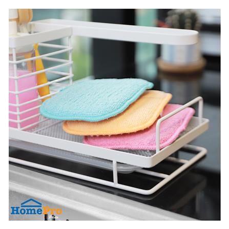 ฟองน้ำใยผ้าล้างจาน ACCO 11X14X1.5 ซม. แพ็ก 3 ชิ้น สีฟ้า/ชมพู/ส้ม_4