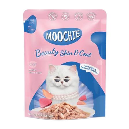 อาหารเปียกแมว MOOCHIE BEAUTY SKIN AND COAT MINCE WHITE TUNA 70 ก._0