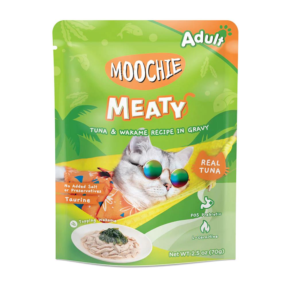 อาหารเปียกแมว MOOCHIE TUNA AND WAKAME IN GRAVY 70 ก.