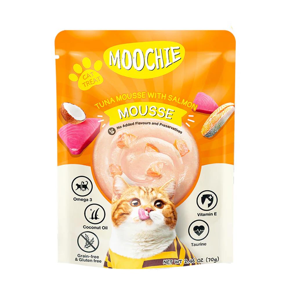 อาหารเปียกแมว MOOCHIE MOOSE TUNA AND SALMON 70 ก.