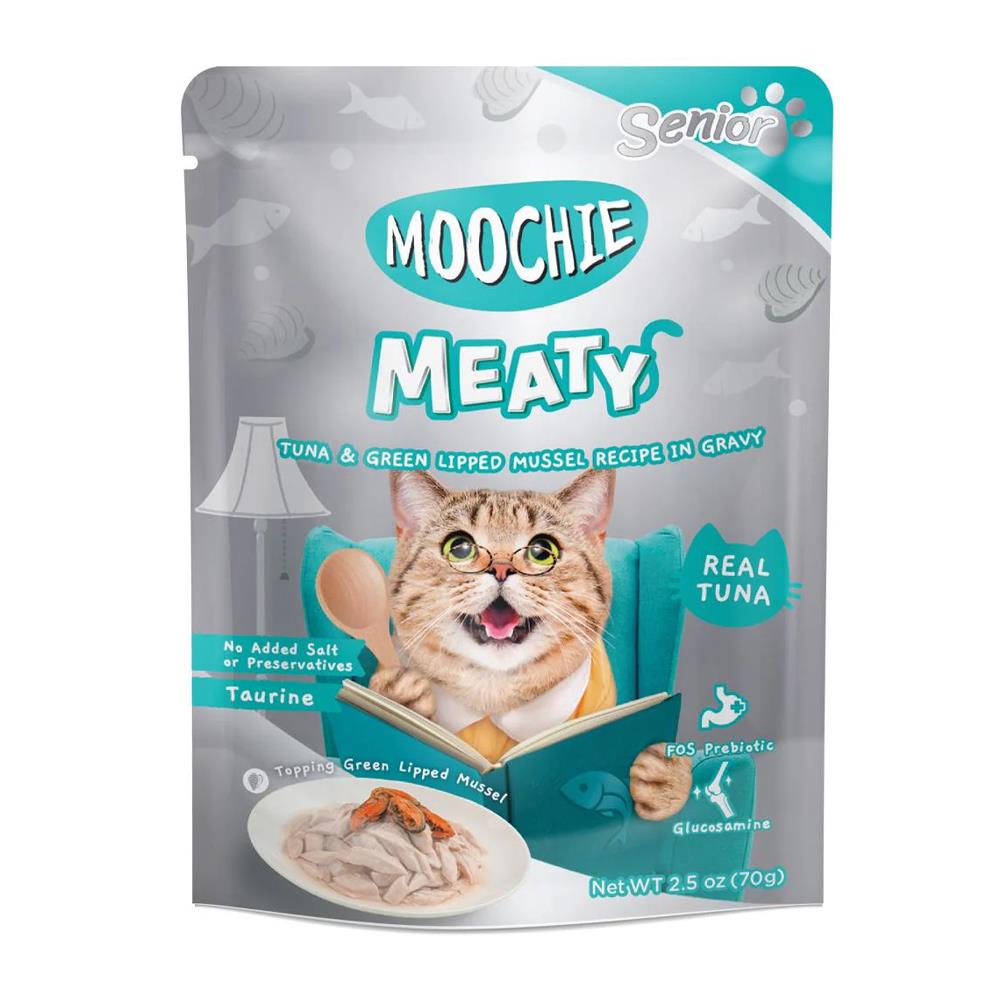 อาหารเปียกแมว MOOCHIE TUNA AND MUSSELS IN GRAVY 70 ก.