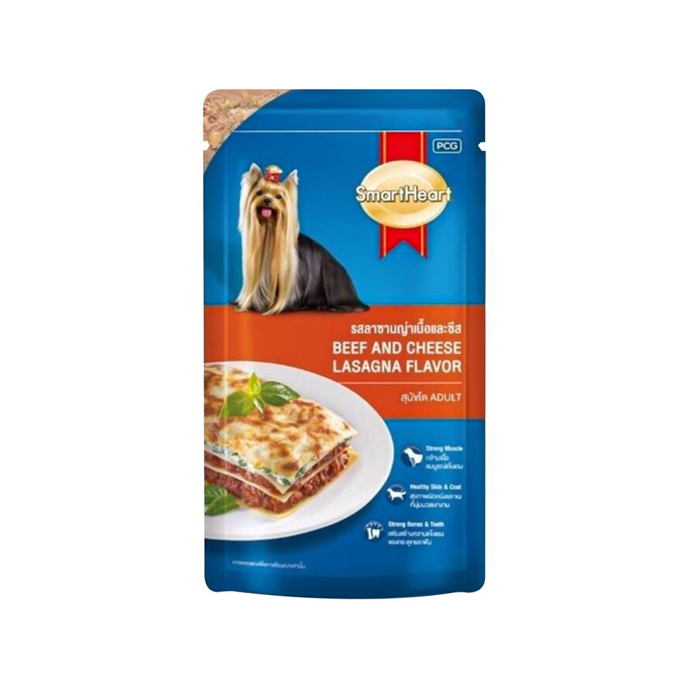 อาหารเปียกสุนัข SMARTHEART POUCH BEEF AND CHEESE LASAGNA 120 ก.