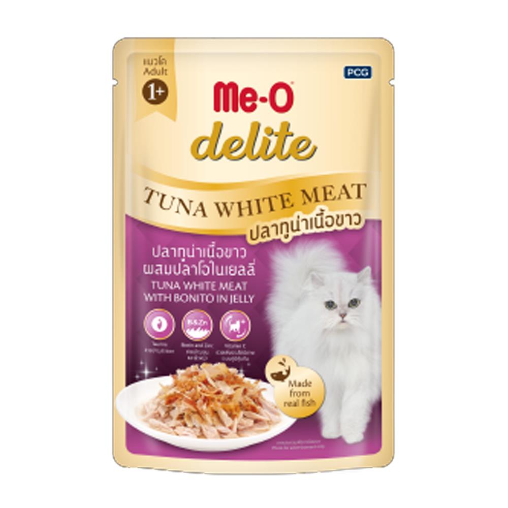 อาหารเปียกแมว ME-O DELITE ปลาทูน่าเนื้อขาวผสมปลาโอในเจลลี่ 70 ก.