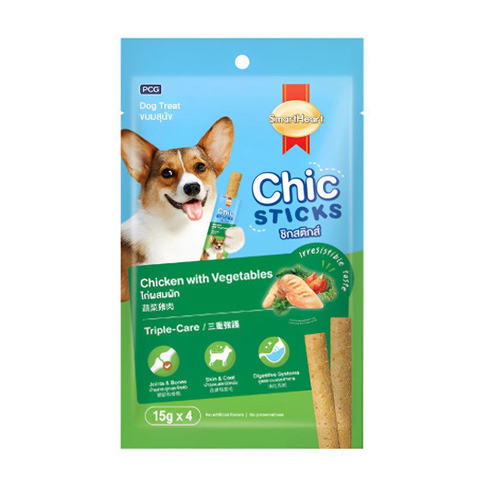 ขนมสุนัข SMARTHEART CHIC STICKS รสไก่ผสมผัก 60 ก.