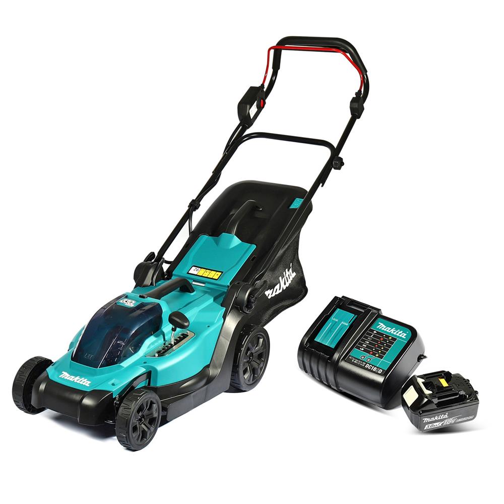 รถเข็นตัดหญ้า (พร้อมแบตเตอรี่และแท่น) MAKITA DLM330SF 18 โวลต์