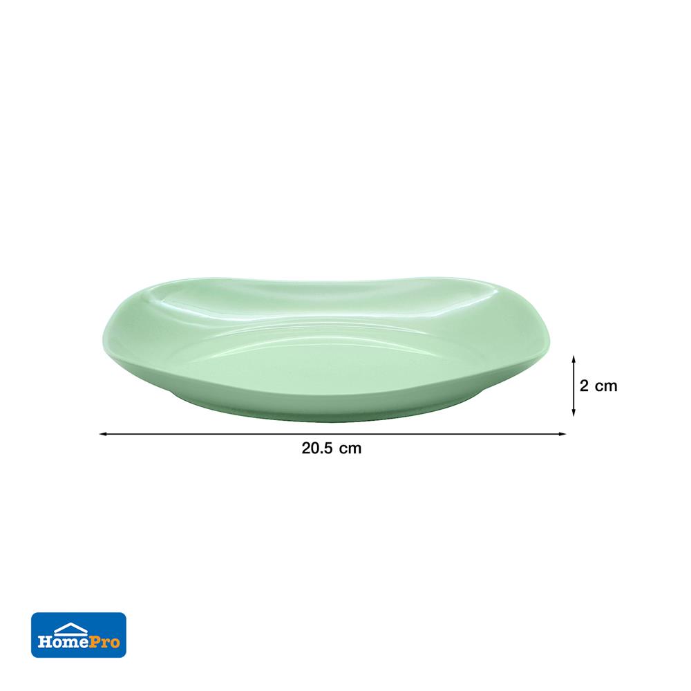 จานเมลามีนเหลี่ยม 8 นิ้ว KECH NEW WAVE สีเขียว