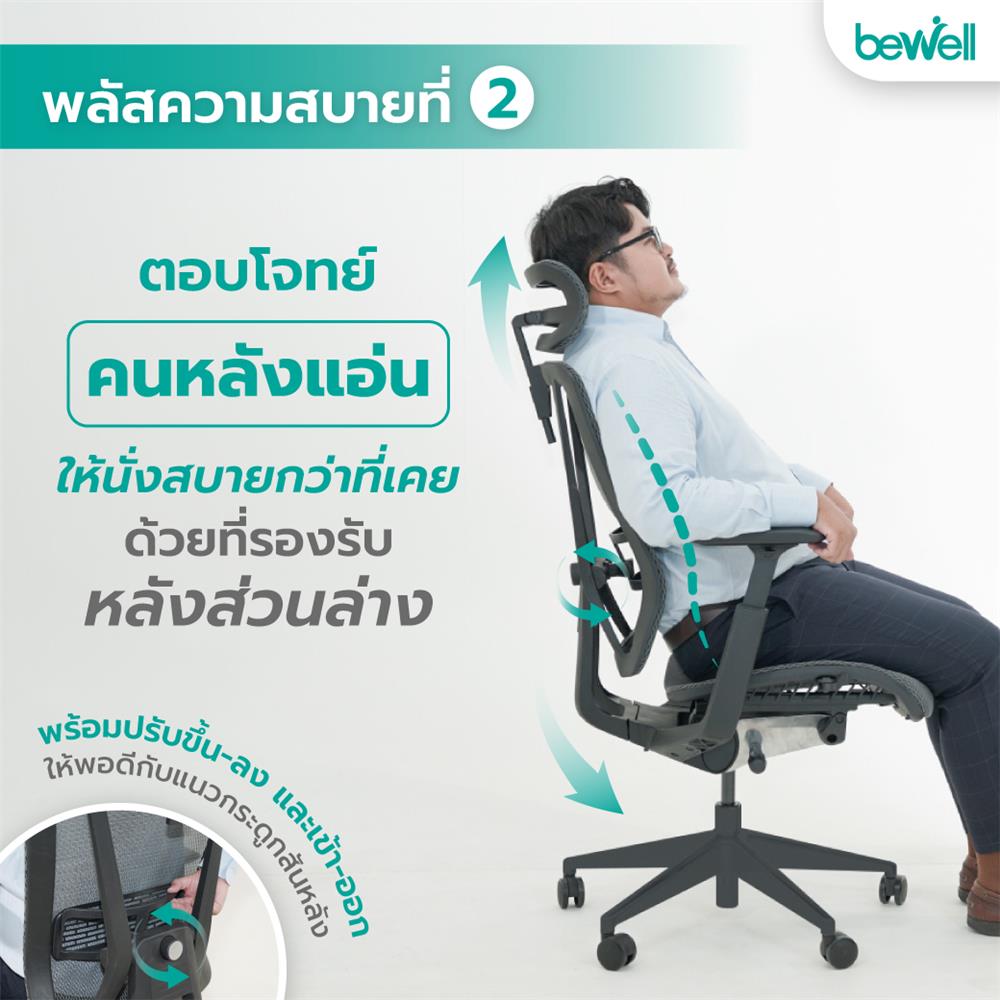 เก้าอี้สุขภาพ BEWELL ENFOLD PLUS สีดำ