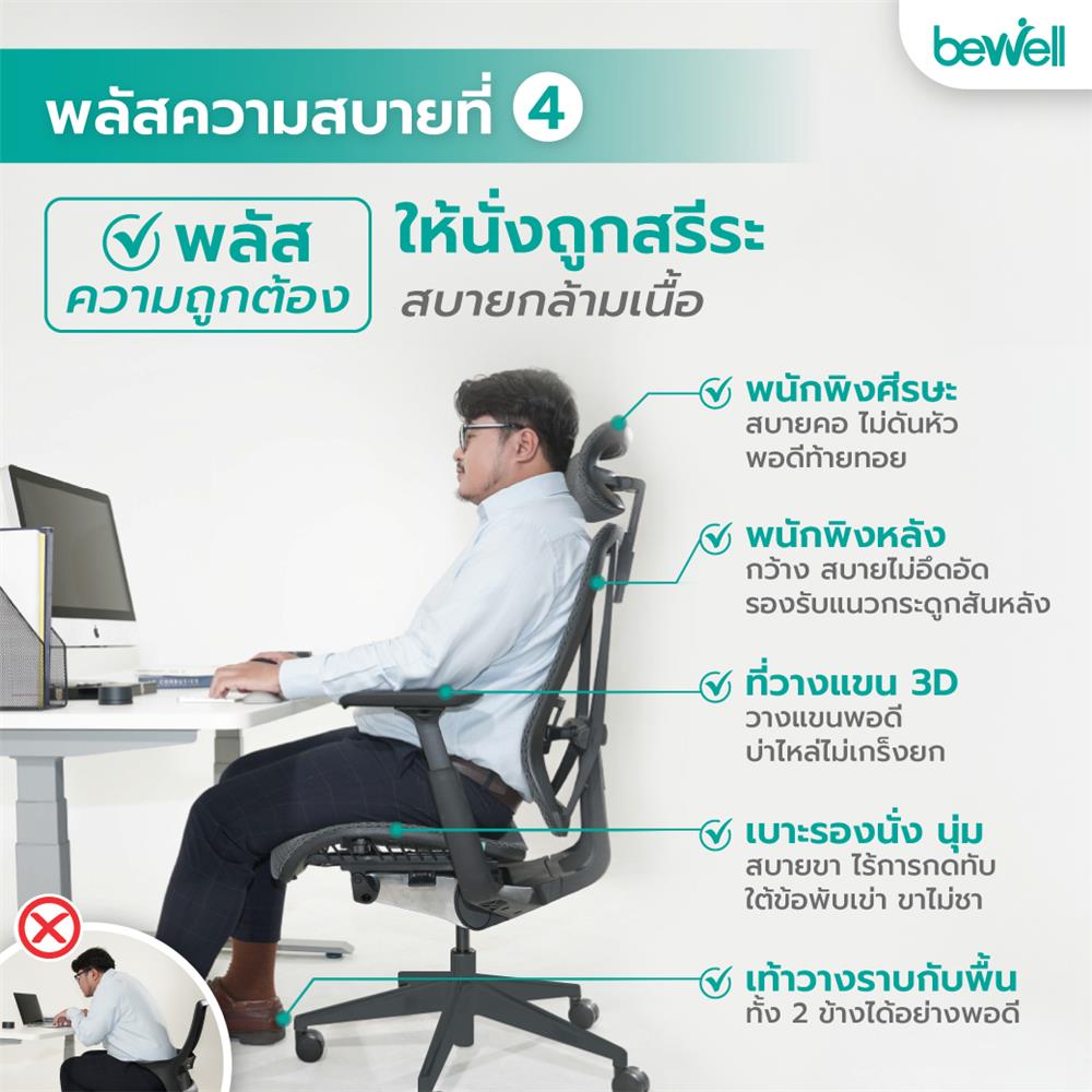 เก้าอี้สุขภาพ BEWELL ENFOLD PLUS สีดำ