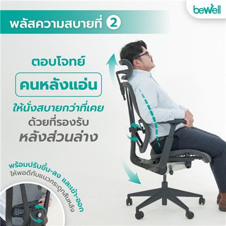 เก้าอี้สุขภาพ BEWELL ENFOLD PLUS สีดำ_5