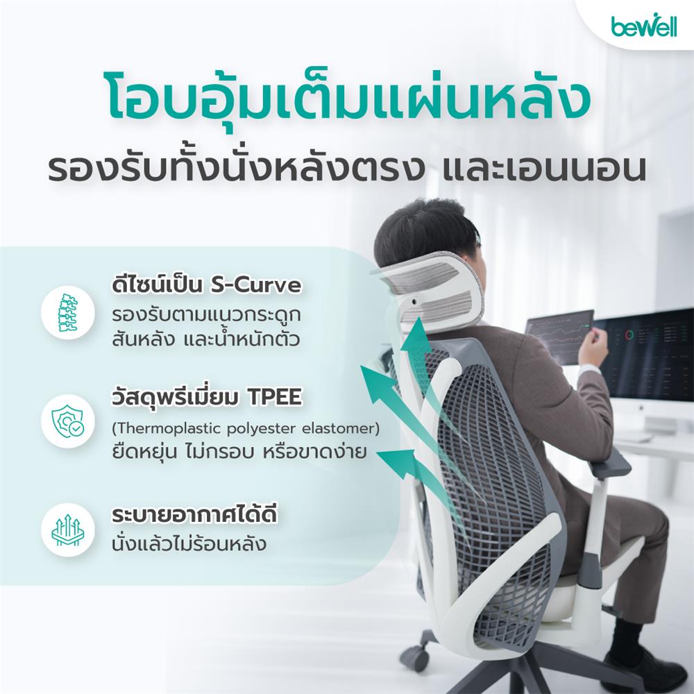 เก้าอี้สุขภาพ BEWELL EMBRACE PLUS สีเทา/ขาว