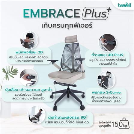 เก้าอี้สุขภาพ BEWELL EMBRACE PLUS สีเทา/ขาว_7