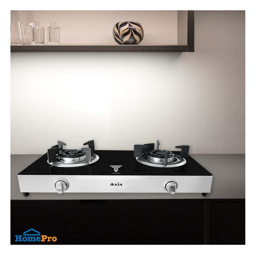 เตาแก๊สตั้งโต๊ะ 2 หัวแก๊ส AXIA TITANIUM BLACK