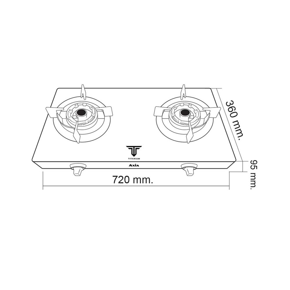 เตาแก๊สตั้งโต๊ะ 2 หัวแก๊ส AXIA TITANIUM BLACK