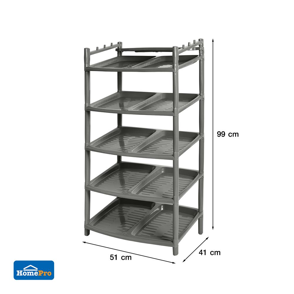 ชั้นวางรองเท้า 5 ชั้น ME LIVING 51x41x99 ซม. สีเทาอ่อน