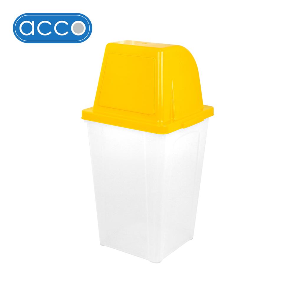 ถังขยะเหลี่ยมฝาสวิง ACCO 60 ลิตร สีเหลือง/ใส_1