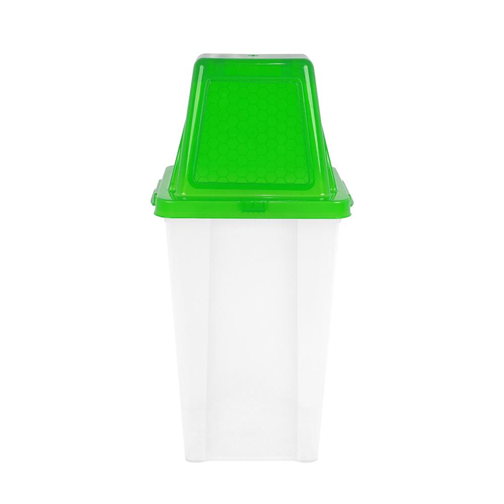 ถังขยะเหลี่ยมฝาสวิง ACCO 40 ลิตร สีเขียว/ใส