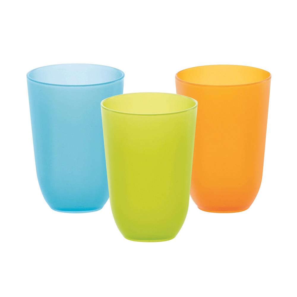 แก้วน้ำ PP 340ml DKW BASIC แพ็ก 3 ชิ้น สีฟ้า/ส้ม/เขียว