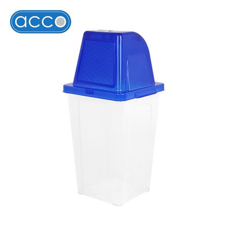 ถังขยะเหลี่ยมฝาสวิง ACCO 40 ลิตร สีน้ำเงิน/ใส