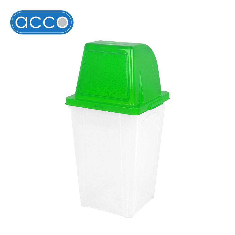 ถังขยะเหลี่ยม ฝาสวิง ACCO 60 ลิตร สีเขียวใส_1