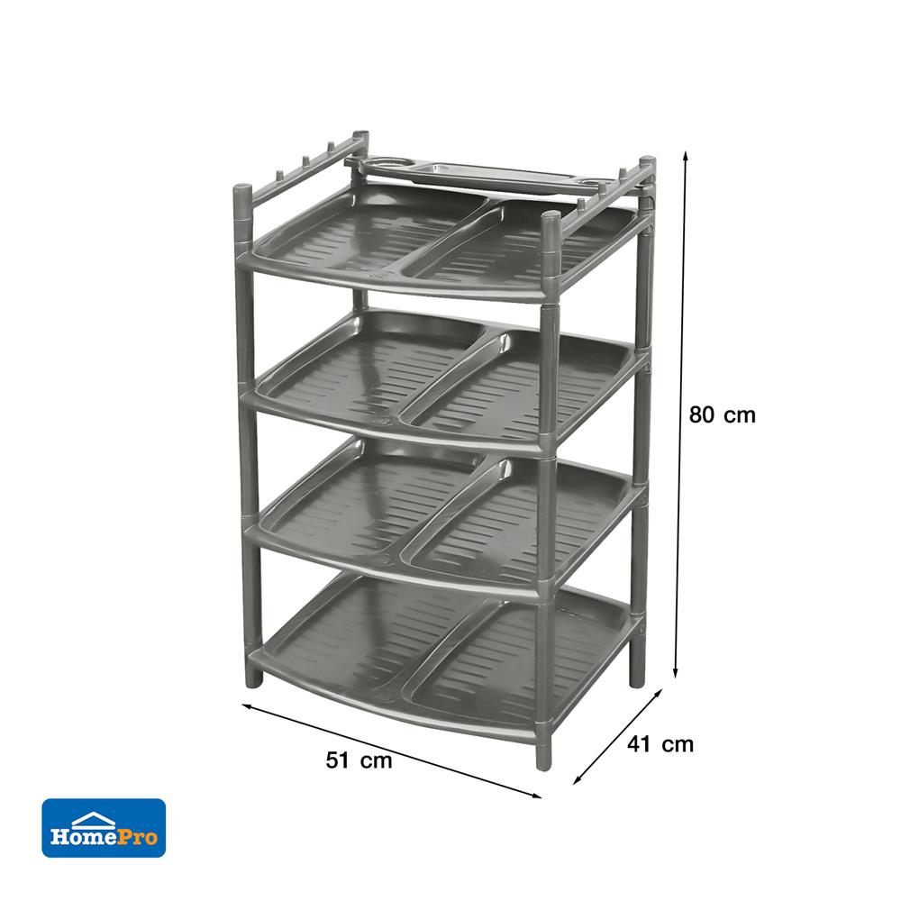 ชั้นวางรองเท้า 4 ชั้น ME LIVING 51x41x80 ซม. สีเทาอ่อน