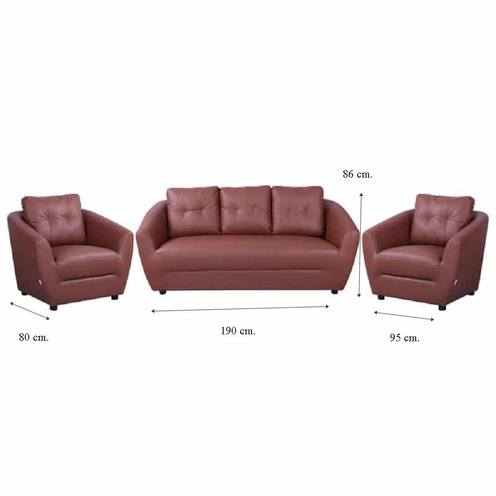 ชุดโซฟา 5 ที่นั่ง AS FURNITURE ROOF LBWD41 PVC สีน้ำตาลอ่อน