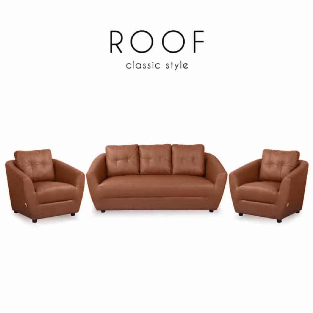 ชุดโซฟา 5 ที่นั่ง AS FURNITURE ROOF LBWD41 PVC สีน้ำตาลอ่อน