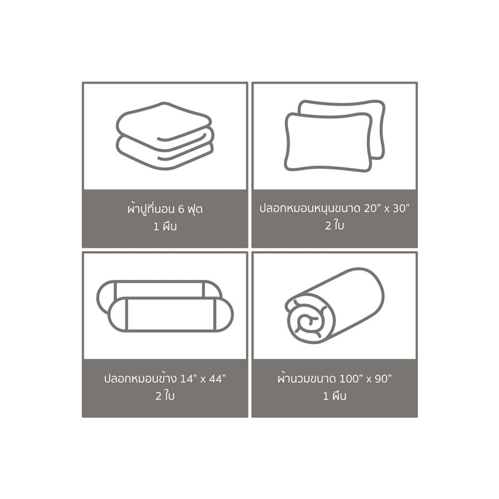 ชุดผ้าปูที่นอน 6 ฟุต 6 ชิ้น SATIN PLUS PRINT PP020