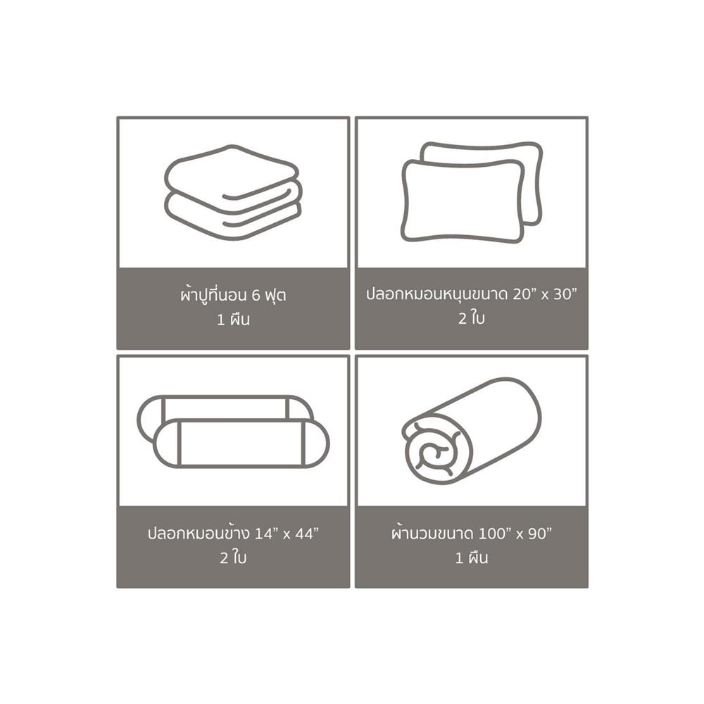 ชุดผ้าปูที่นอน 6 ฟุต 6 ชิ้น SATIN PLUS PRINT PP026