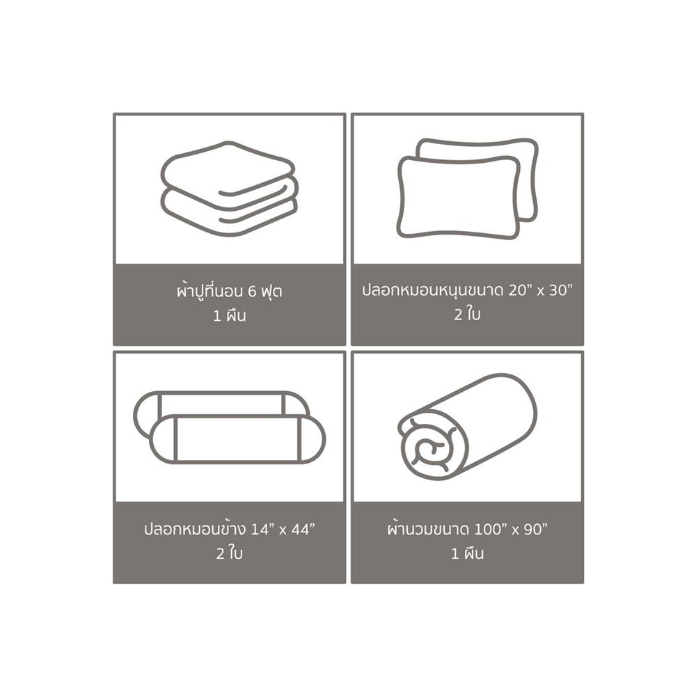 ชุดผ้าปูที่นอน 6 ฟุต 6 ชิ้น SATIN PLUS PRINT PP022