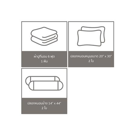 ชุดผ้าปูที่นอน 6 ฟุต 5 ชิ้น SATIN PLUS SOLID  PS017_5