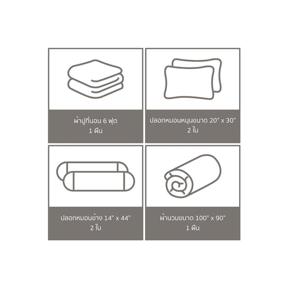 ชุดผ้าปูที่นอน 6 ฟุต 6 ชิ้น SATIN PLUS PRINT PP021