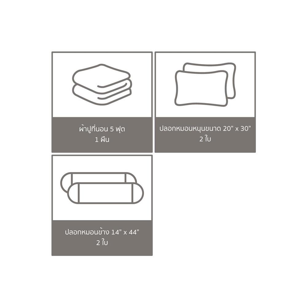 ชุดผ้าปูที่นอน 5 ฟุต 5 ชิ้น SATIN PLUS SOLID PS016