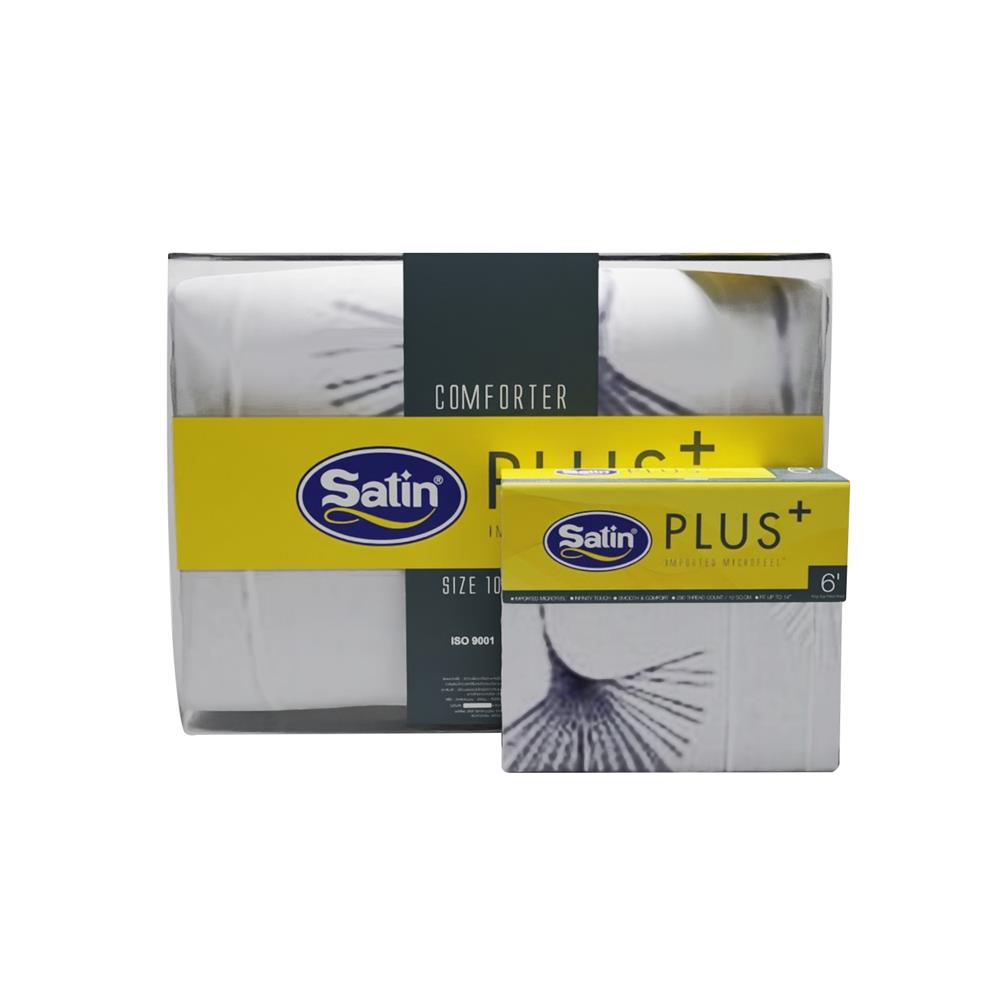 ชุดผ้าปูที่นอน 6 ฟุต 6 ชิ้น SATIN PLUS PRINT PP025