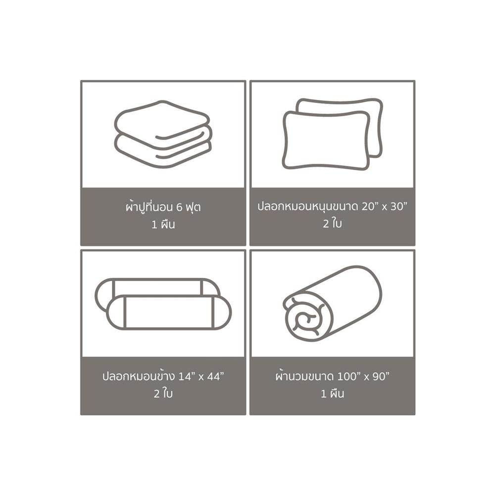 ชุดผ้าปูที่นอน 6 ฟุต 6 ชิ้น SATIN PLUS PRINT PP025