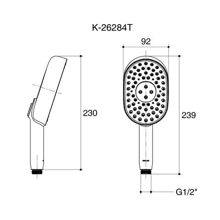 หัวฝักบัวสายอ่อน 3 ระดับ KOHLER K-26284T-BL สีดำ_2