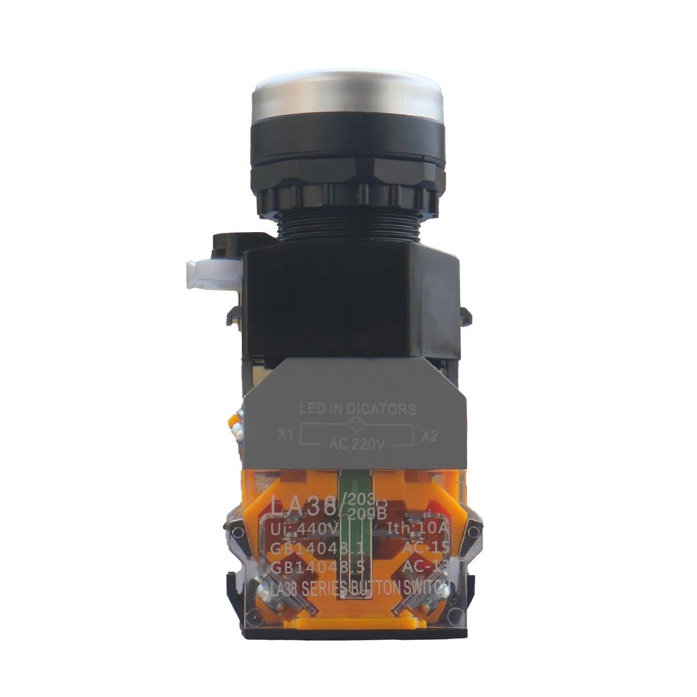 สวิตช์ปุ่มกด LED CT ELECTRIC LA38-11D/WH 22 มม. สีขาว