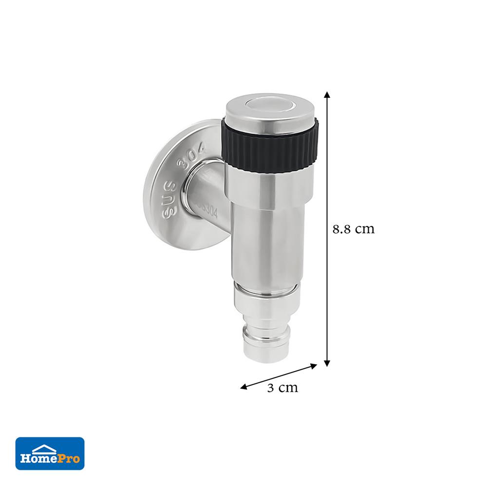 ก๊อกบอลสนามแบบสวมสาย DEXZON SS304 1/2 นิ้ว สีเงิน